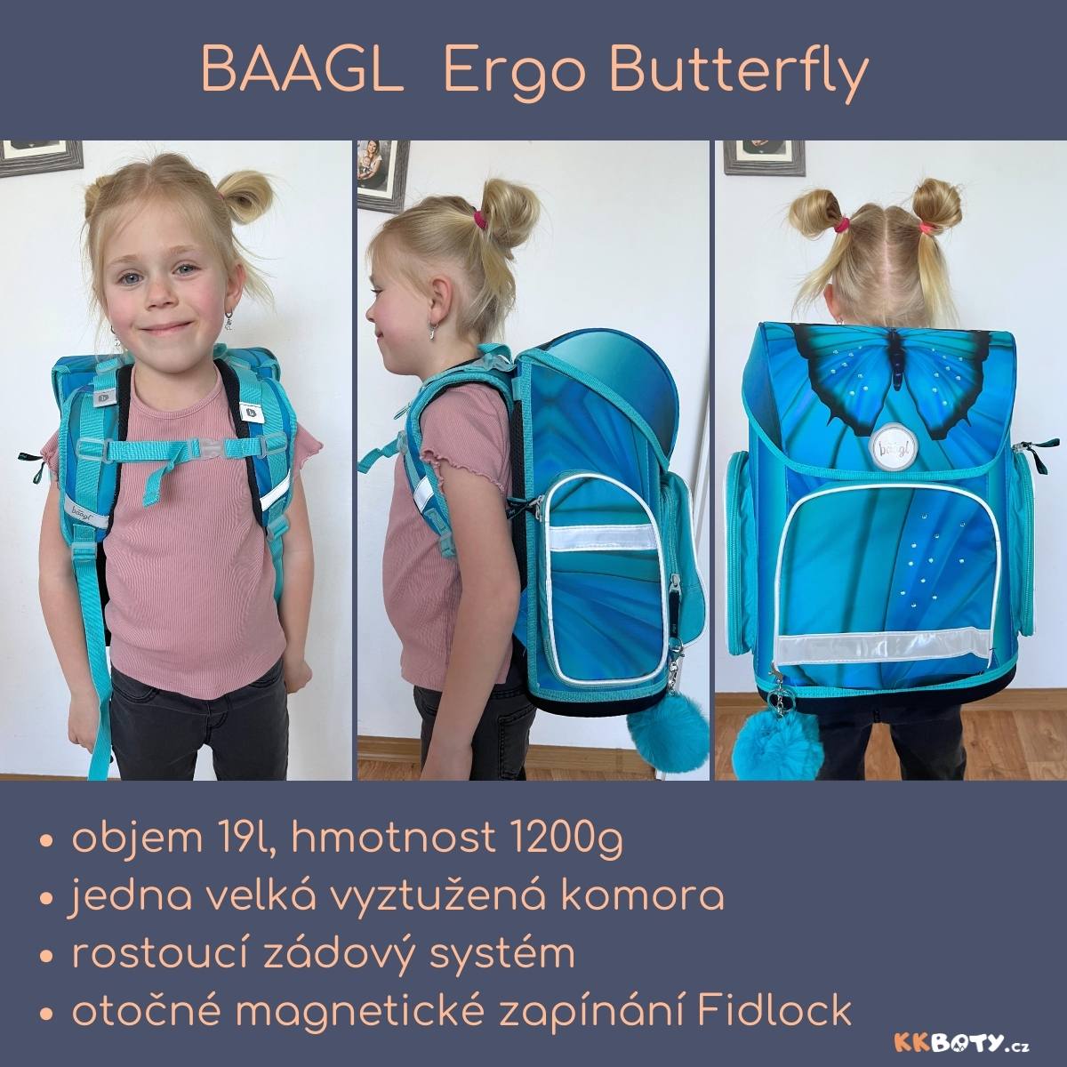 BAAGL Školní aktovka Ergo Butterfly